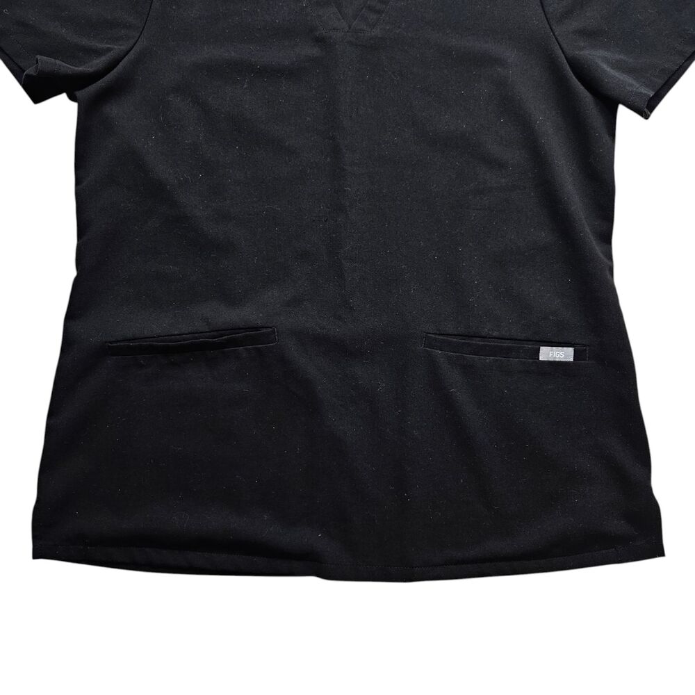 Figs Casma Three Pocket Scrub Top Womens Medium Black Uniform Technical - Picture 4 of 8
